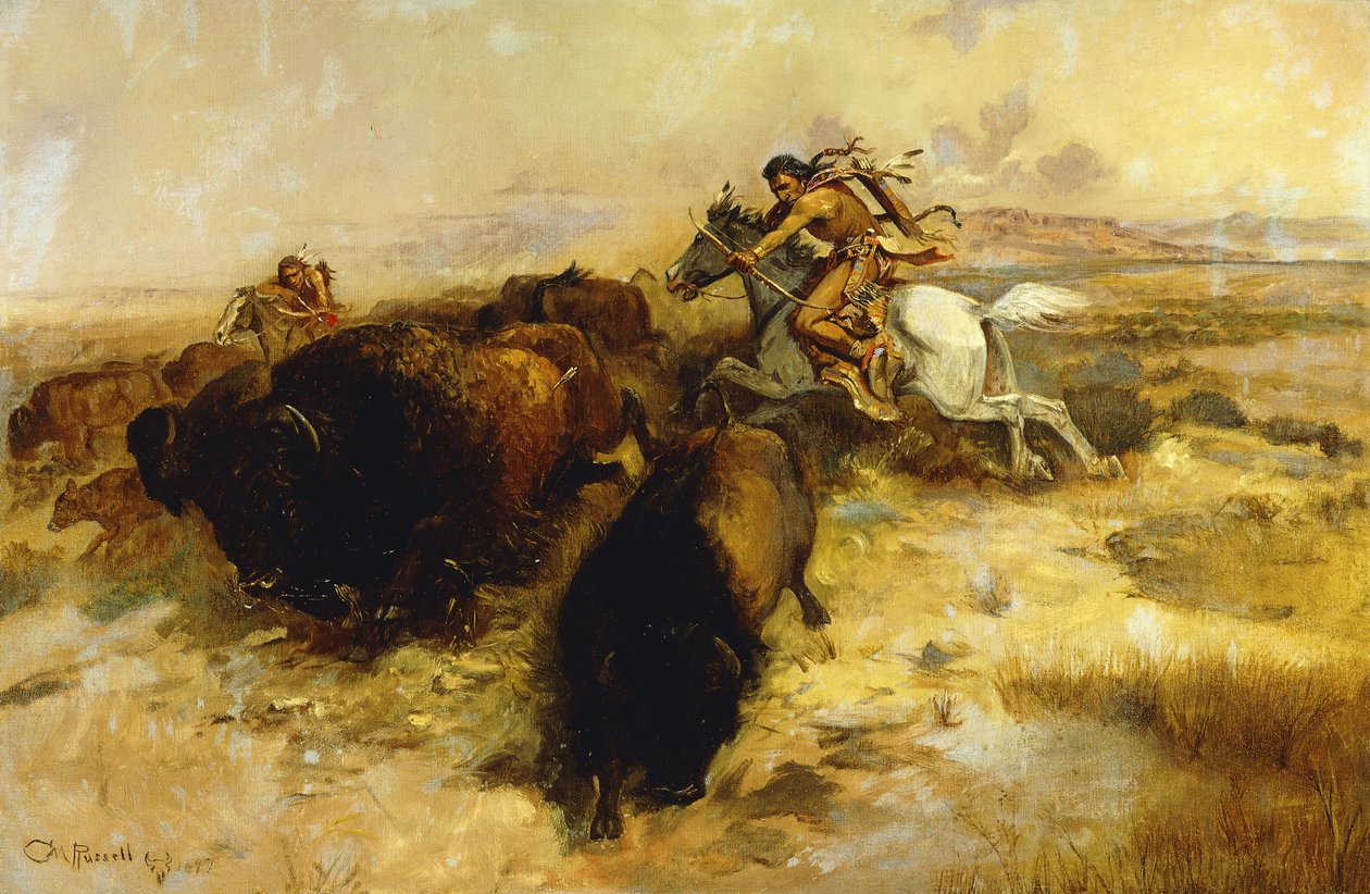 Buffalo Hunt, 1897 tekijältä Charles Marion Russell