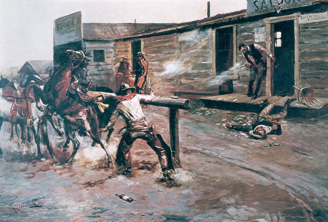 Pelaajan kuolema (öljy kankaalle) tekijältä Charles Marion Russell