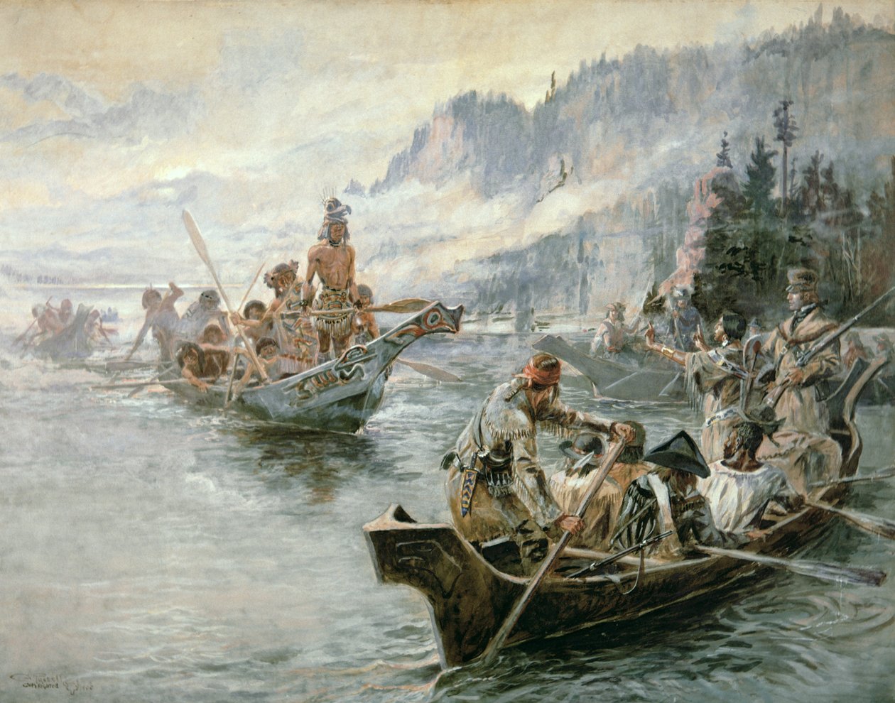 Lewis & Clark Ala-Columbia-joella tekijältä Charles Marion Russell
