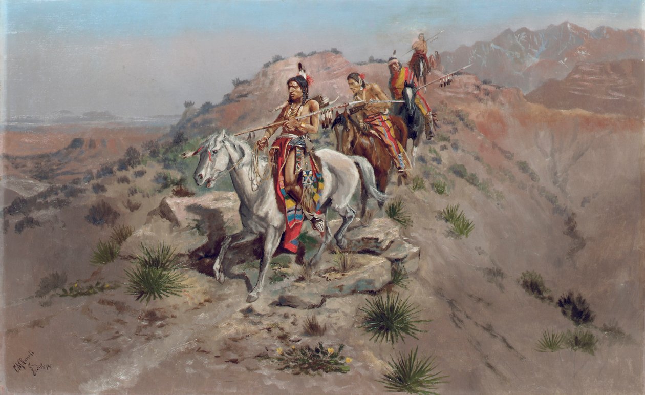 Sotapolulla, 1895 tekijältä Charles Marion Russell