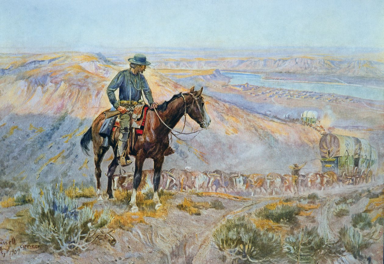 Wagon Boss (öljy kankaalle) tekijältä Charles Marion Russell