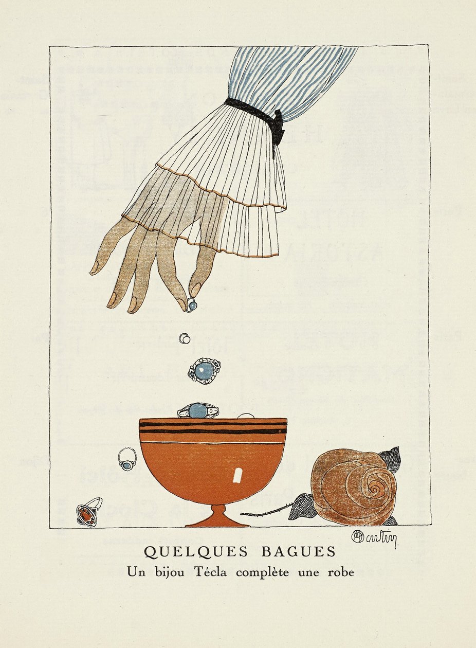 Mainos "Tecla", Gazette de Bon Ton, pub. 1920 tekijältä Charles Martin