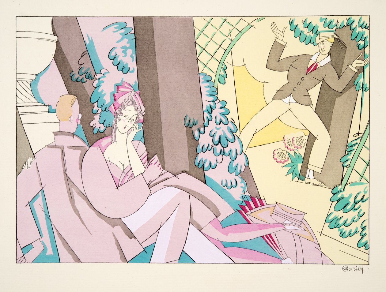 Flirtti, Sports & Entertainment, pub. 1914 (sabluunapainatus) tekijältä Charles Martin