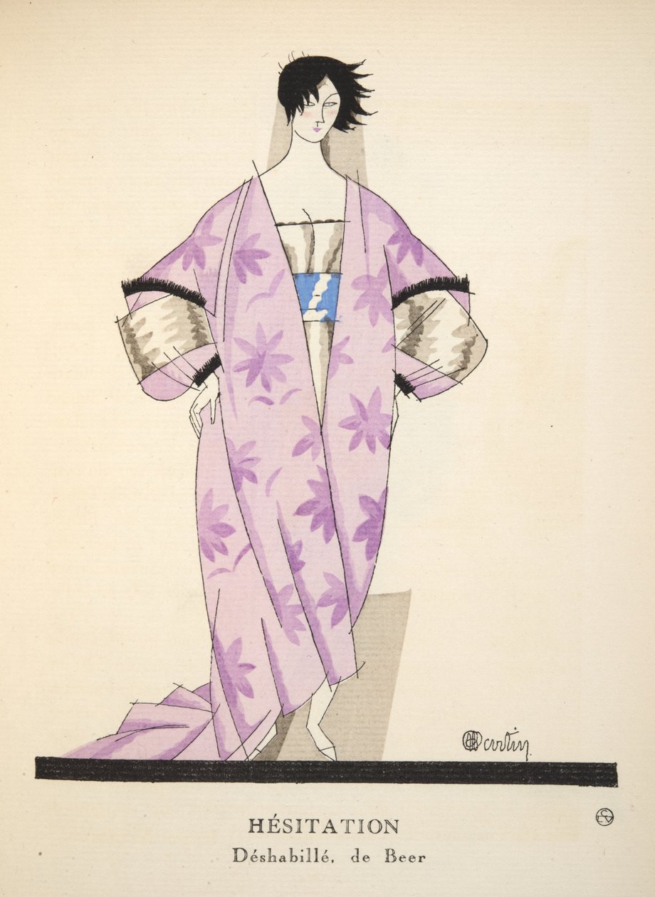 Epäröinti Gazette de Bon Ton -lehdestä, pub. 1920 (sabluunapainatus) tekijältä Charles Martin