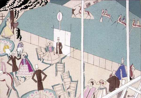 Horse Racing, n. 1920 (stensiili paperille) tekijältä Charles Martin