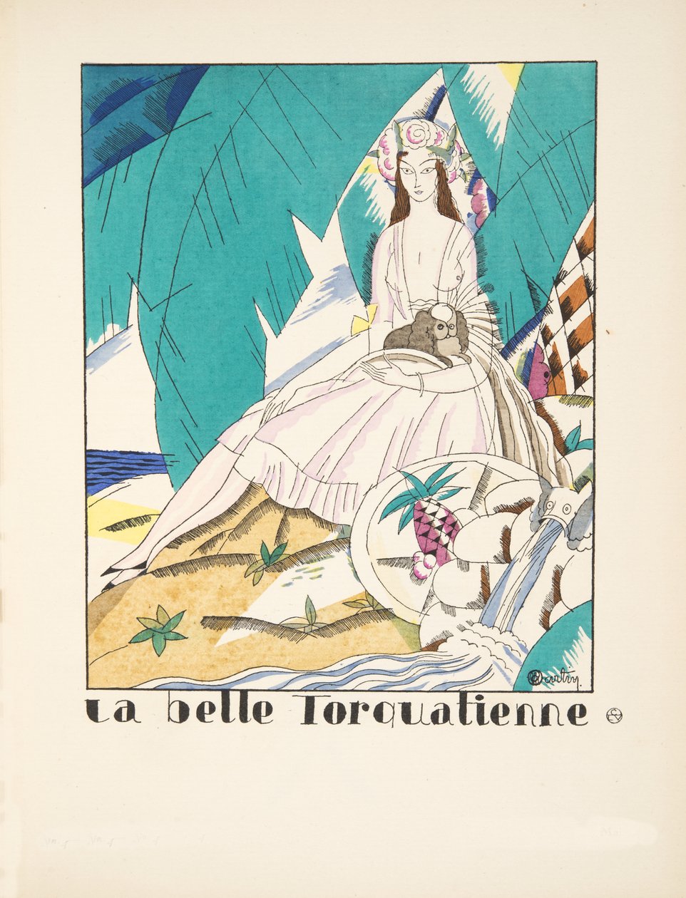 La Belle Torquatienne, muotikuvakokoelmasta, 1920 (pochoir-painatus). tekijältä Charles Martin