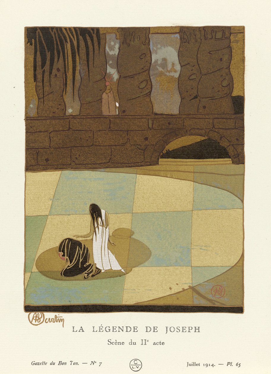 Legenda Joosefista. Kohtaus toisesta näytöksestä La Gazette du Bon Ton -pubista. 1914 tekijältä Charles Martin
