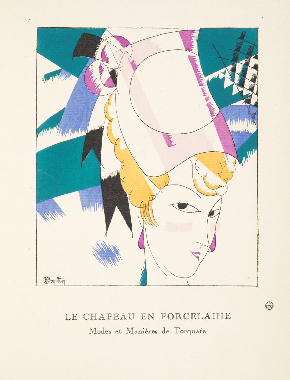 Le Chapeau en Porcelaine, muotikuvakokoelmasta, 1920 (pochoir-painatus). tekijältä Charles Martin