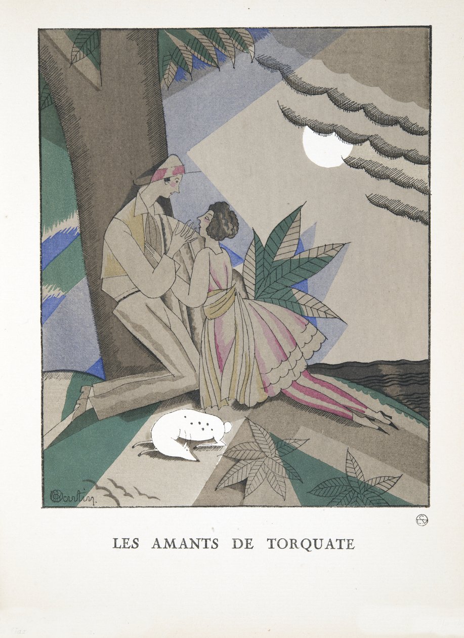 Les Amants de Torquate, muotikuvakokoelmasta, 1921 (pochoir-painatus). tekijältä Charles Martin