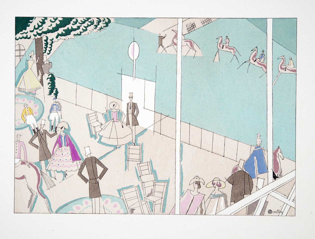 Urheilun ja viihteen kurssit, pub. 1914 (stensiiliprintti) tekijältä Charles Martin