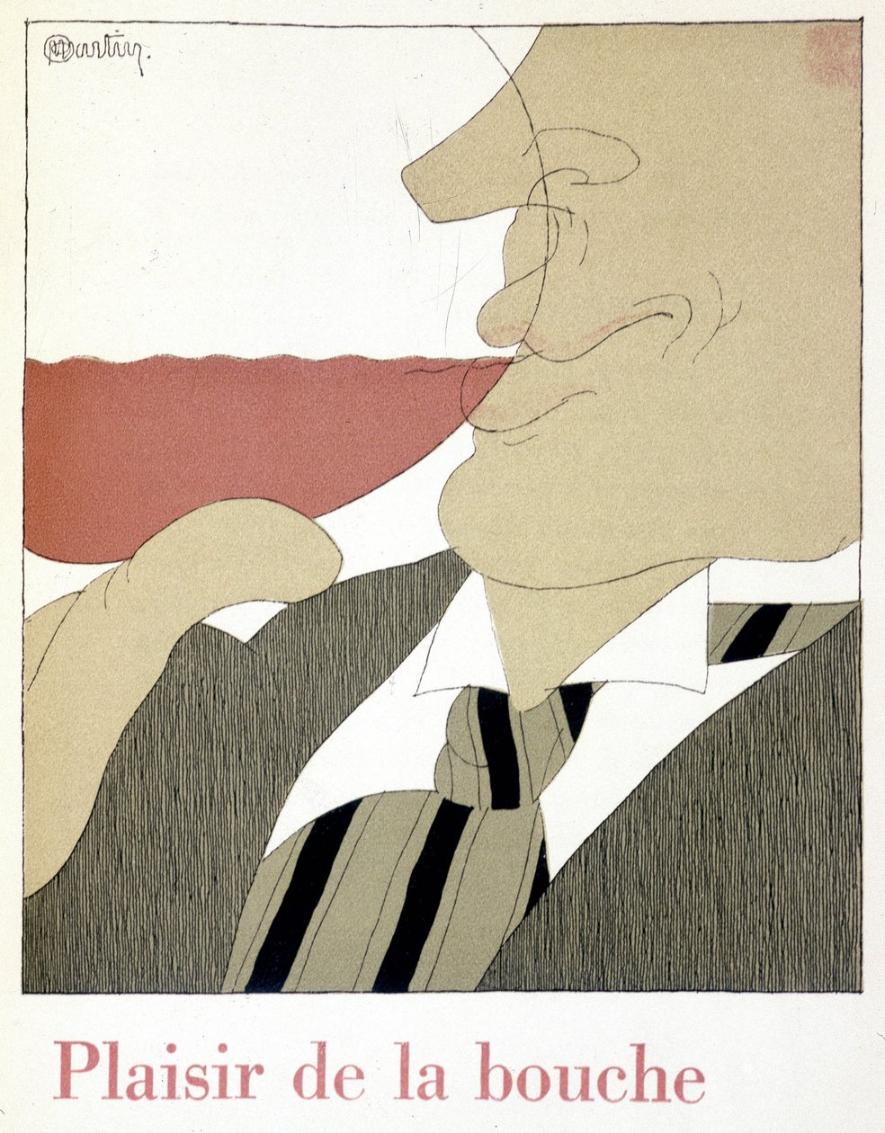Suun nautinto - kirjassa ”” Monseigneur le vin”, Charles Martinin (1884-1934) piirustus, Nicolas Establishmentsin kirjanen tekijältä Charles Martin