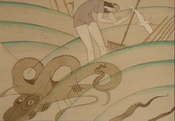 Mustekala, n. 1920 (stensiili paperille) tekijältä Charles Martin