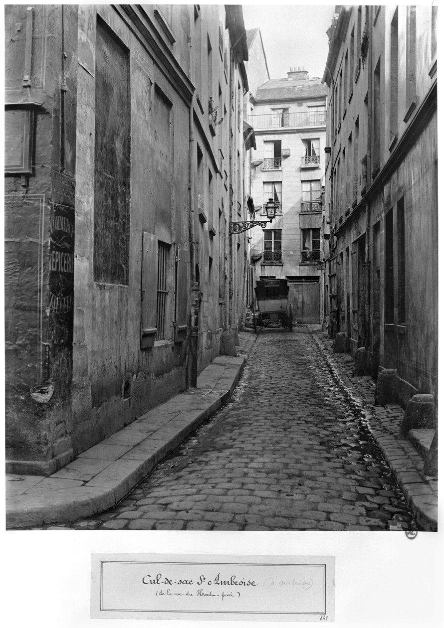 Saint-Ambroisen umpikatu, rue du Haut-Pave, Pariisi, 1858-78 tekijältä Charles Marville