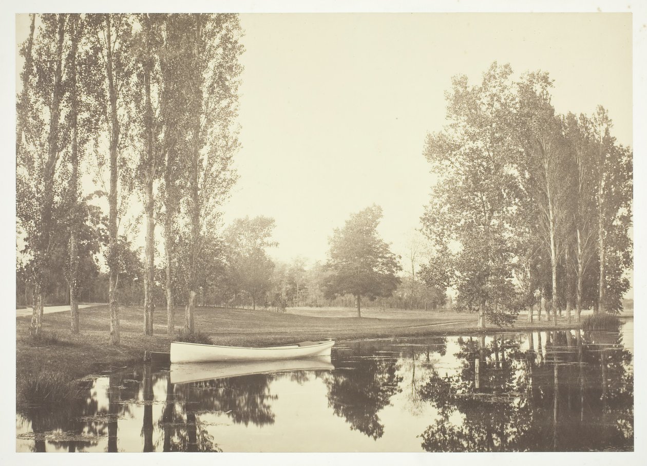 Nimetön, c. 1850. [Vene järvellä Bois de Boulognessa, puisto Pariisissa]. tekijältä Charles Marville
