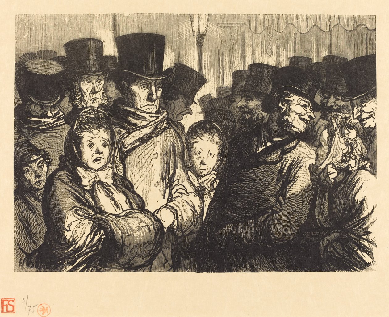 Boulevard du Temple keskiyöllä tekijältä Charles Maurand after Honoré Daumier