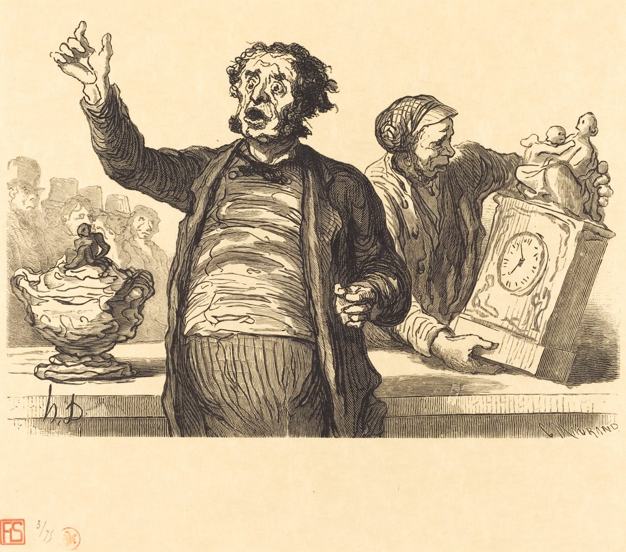Huutokaupanpitäjien hotelli: The Town Crier tekijältä Charles Maurand after Honoré Daumier