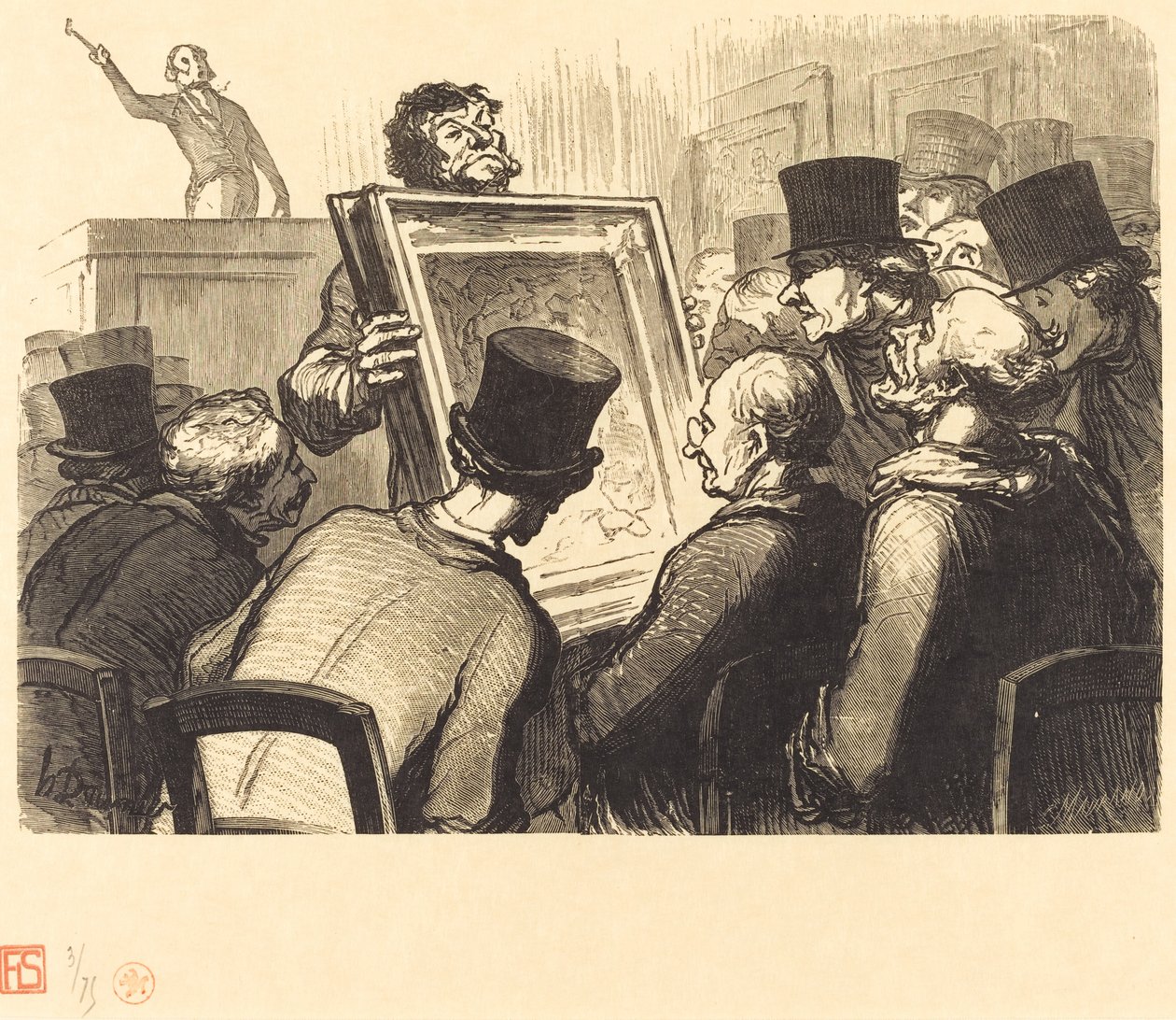 Maalauksen ystävät Hotel Bouillonissa tekijältä Charles Maurand after Honoré Daumier
