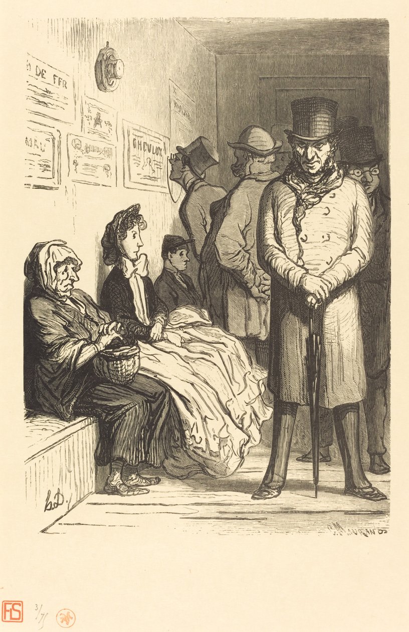 Odotustoimisto omnibussilla tekijältä Charles Maurand after Honoré Daumier