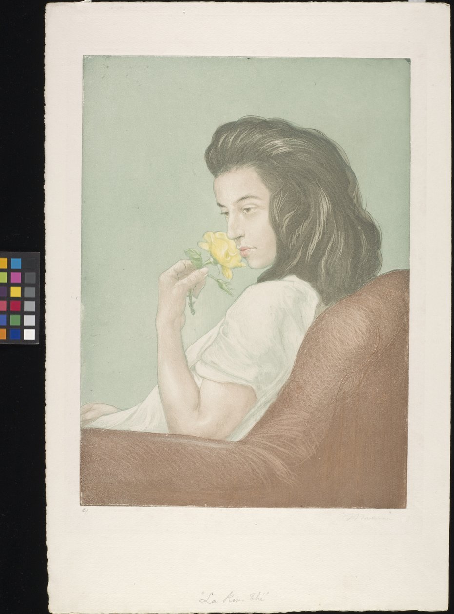 La Rose Thé (The Tea Rose) (etsaus ja akvatinta kermapaperille) tekijältä Charles Maurin