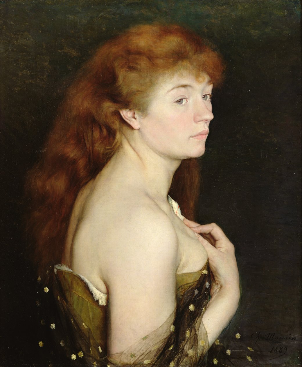 Nuoren punatukkaisen naisen muotokuva, 1889 tekijältä Charles Maurin