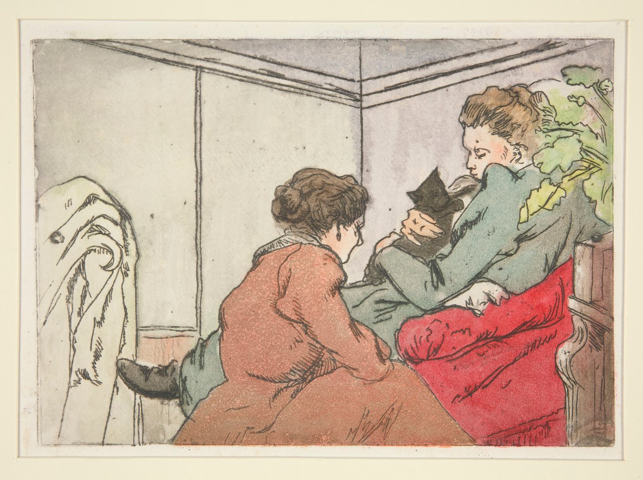 Nainen kissan kanssa (La Femme au chat) tekijältä Charles Maurin