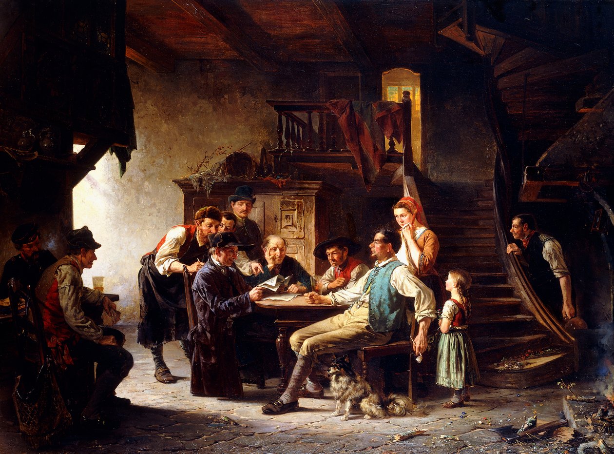 Uutisten lukeminen, 1887 tekijältä Charles Meer Webb