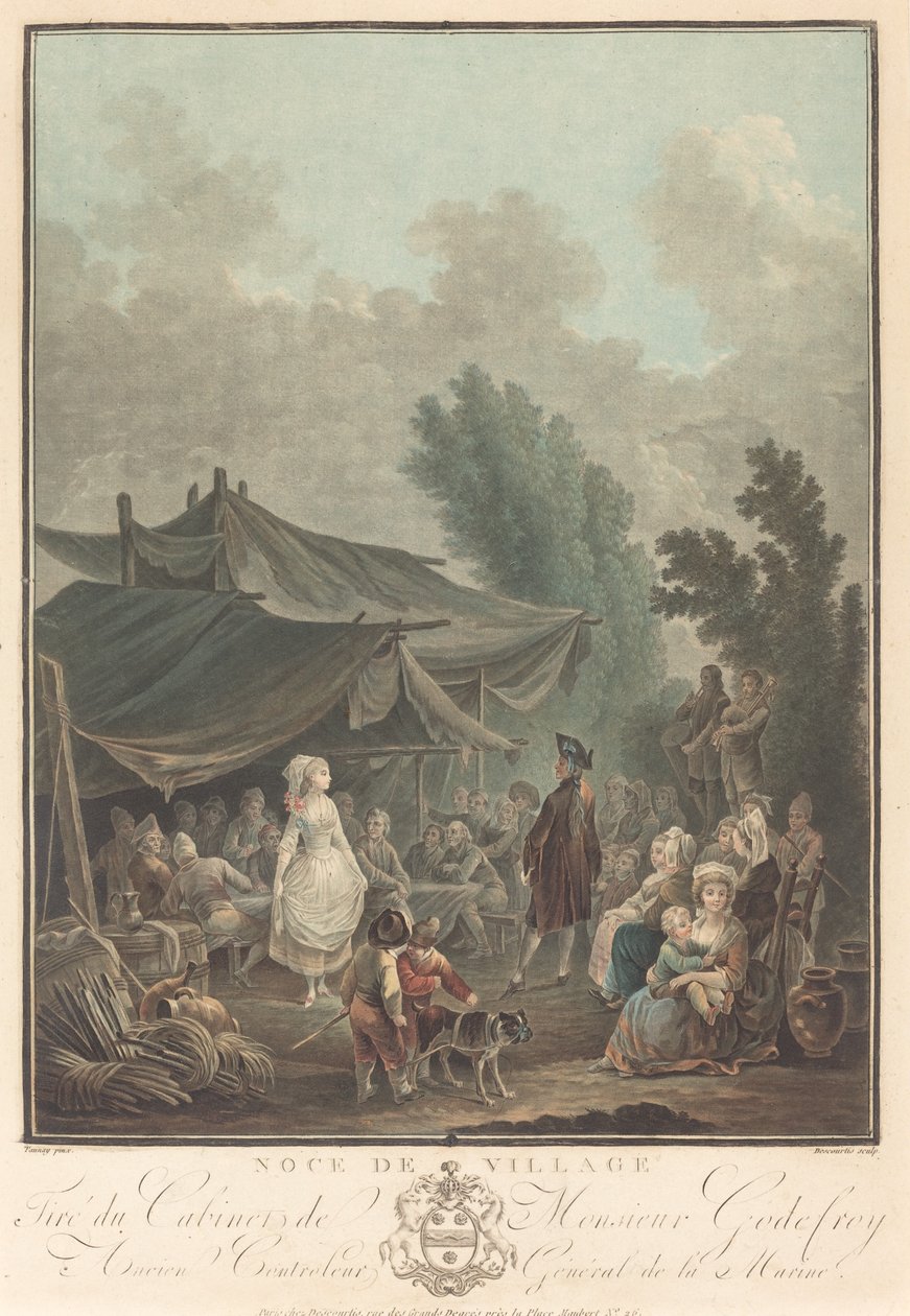 Noce de Village Village Häät, 1785. tekijältä Charles Melchior Descourtis