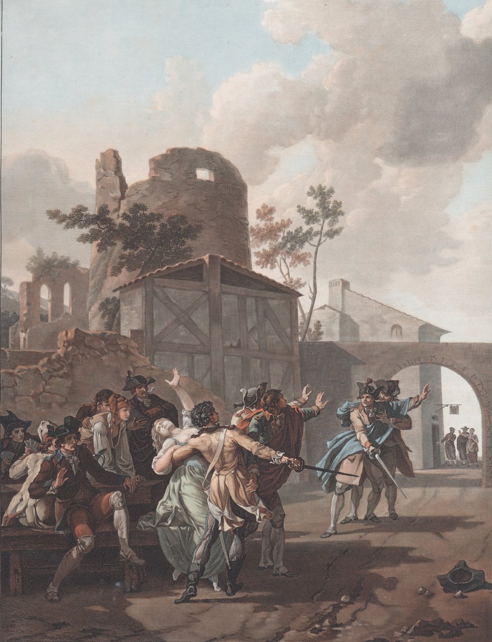 Brawl La Rixe, n. 1792. tekijältä Charles Melchior Descourtis