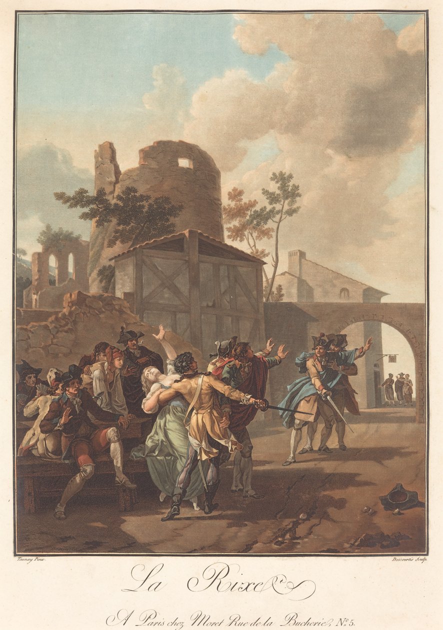 La Rixe (Tappaus) tekijältä Charles Melchior Descourtis after Nicolas Antoine Taunay