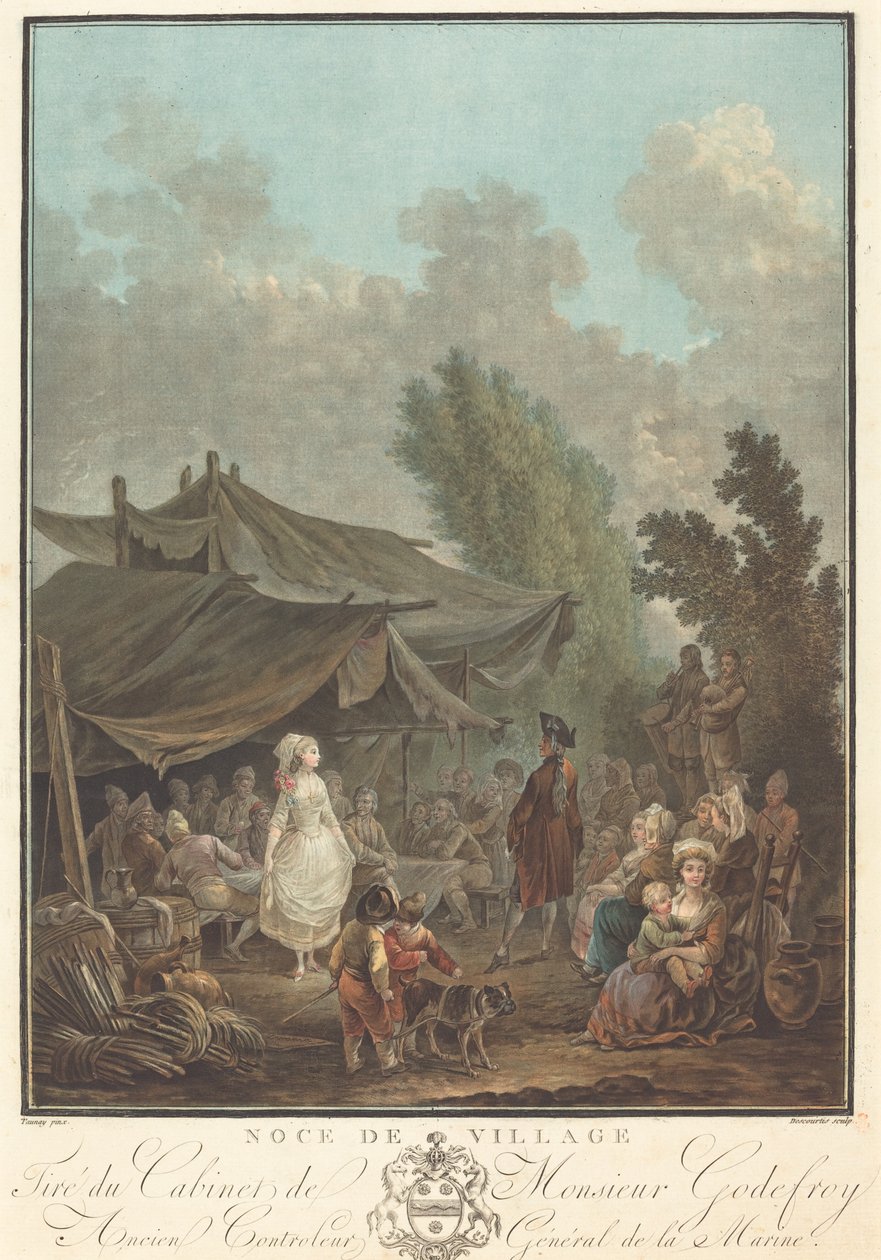 Noce de Village (kylän häät) tekijältä Charles Melchior Descourtis after Nicolas Antoine Taunay