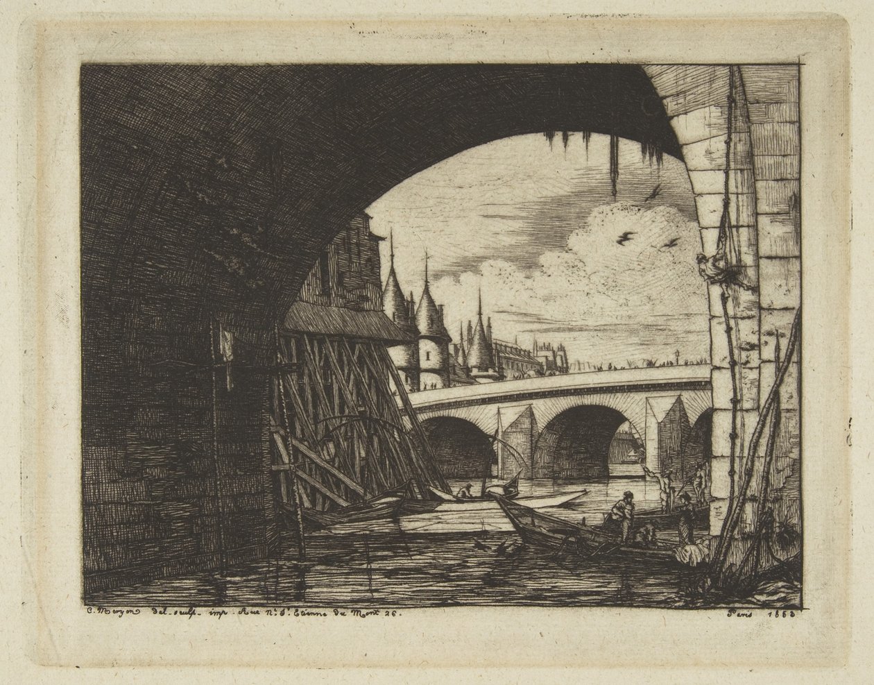 Holvikaari, Pont Notre-Dame, Pariisi tekijältä Charles Meryon