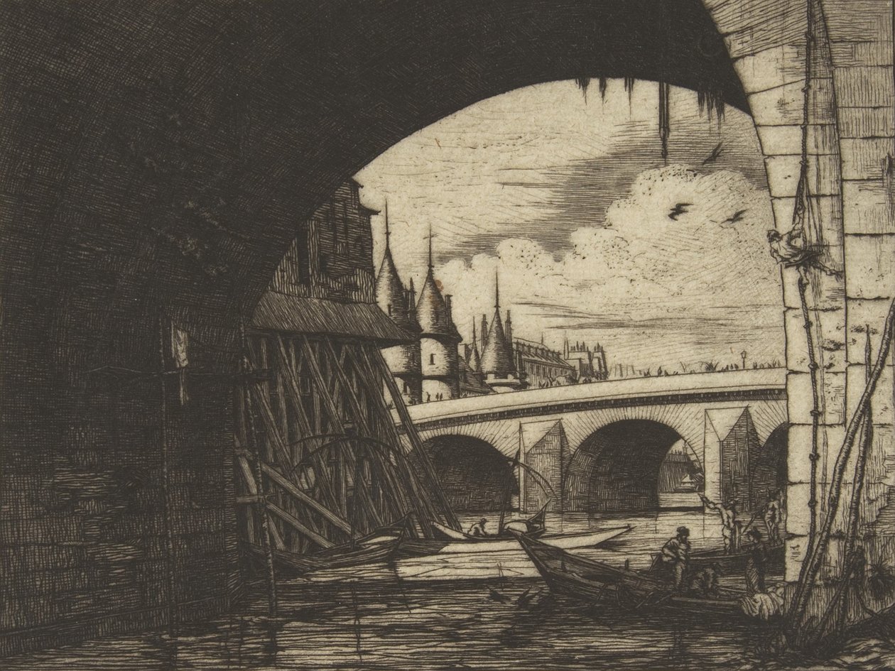 Archway, Pont Notre-Dame, Pariisi, 1853. tekijältä Charles Meryon