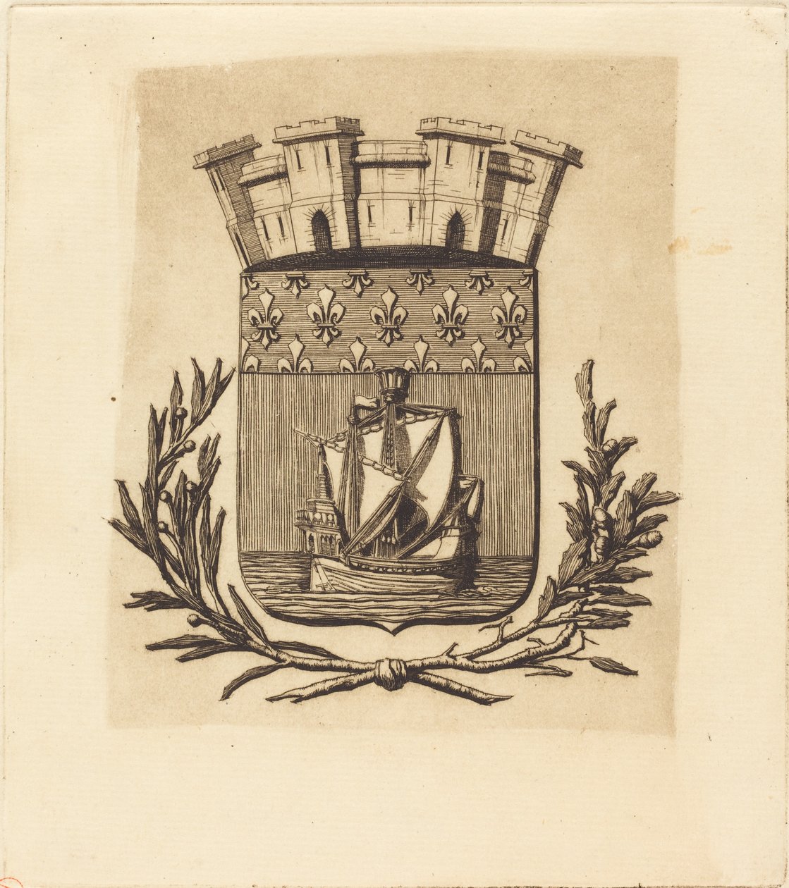 Pariisin kaupungin symboliset käsivarret tekijältä Charles Meryon