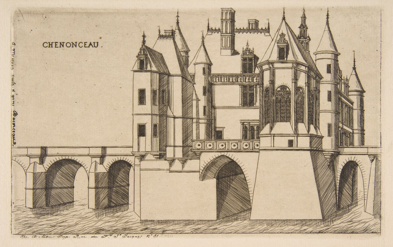 Chenonceaun linna, nro 2 tekijältä Charles Meryon
