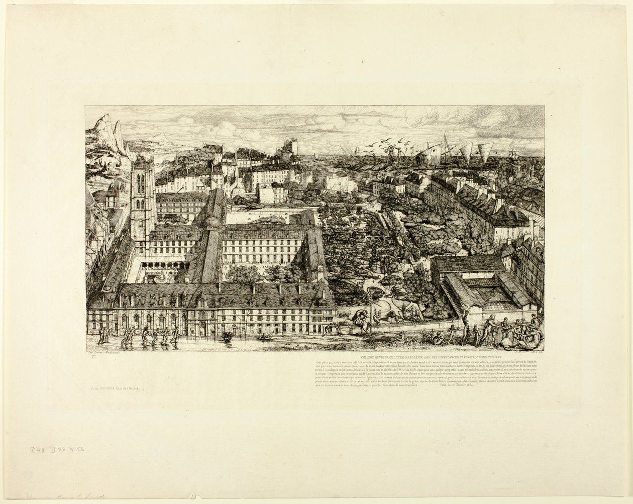 College Henry IV (tai Lycée Napoléon), Pariisi tekijältä Charles Meryon