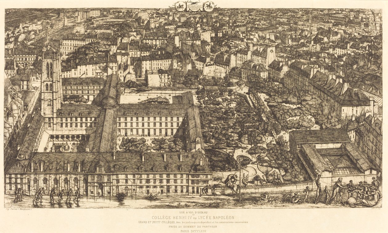 College Henri IV, Paris tai Lycée Napoléon (Henry IV College tai Napoleon School) tekijältä Charles Meryon
