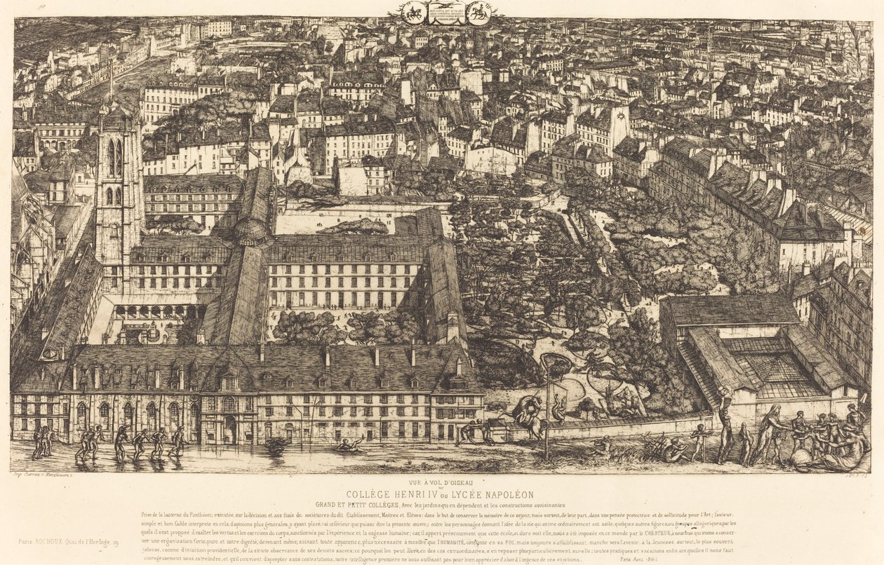 Collège Henri IV, Pariisi tai Lycée Napoléon (Henry IV College tai Napoleon School, Pariisi) tekijältä Charles Meryon