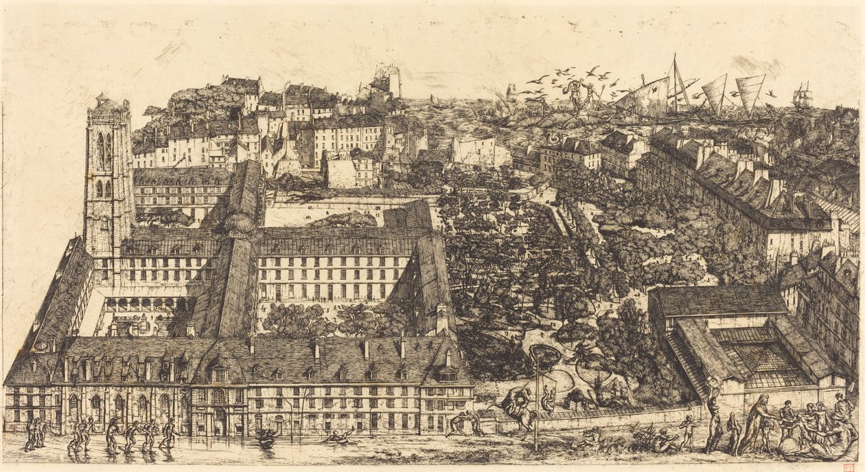 Collège Henri IV, Pariisi tai Lycée Napoléon (Henry IV College tai Napoleon School, Pariisi) tekijältä Charles Meryon