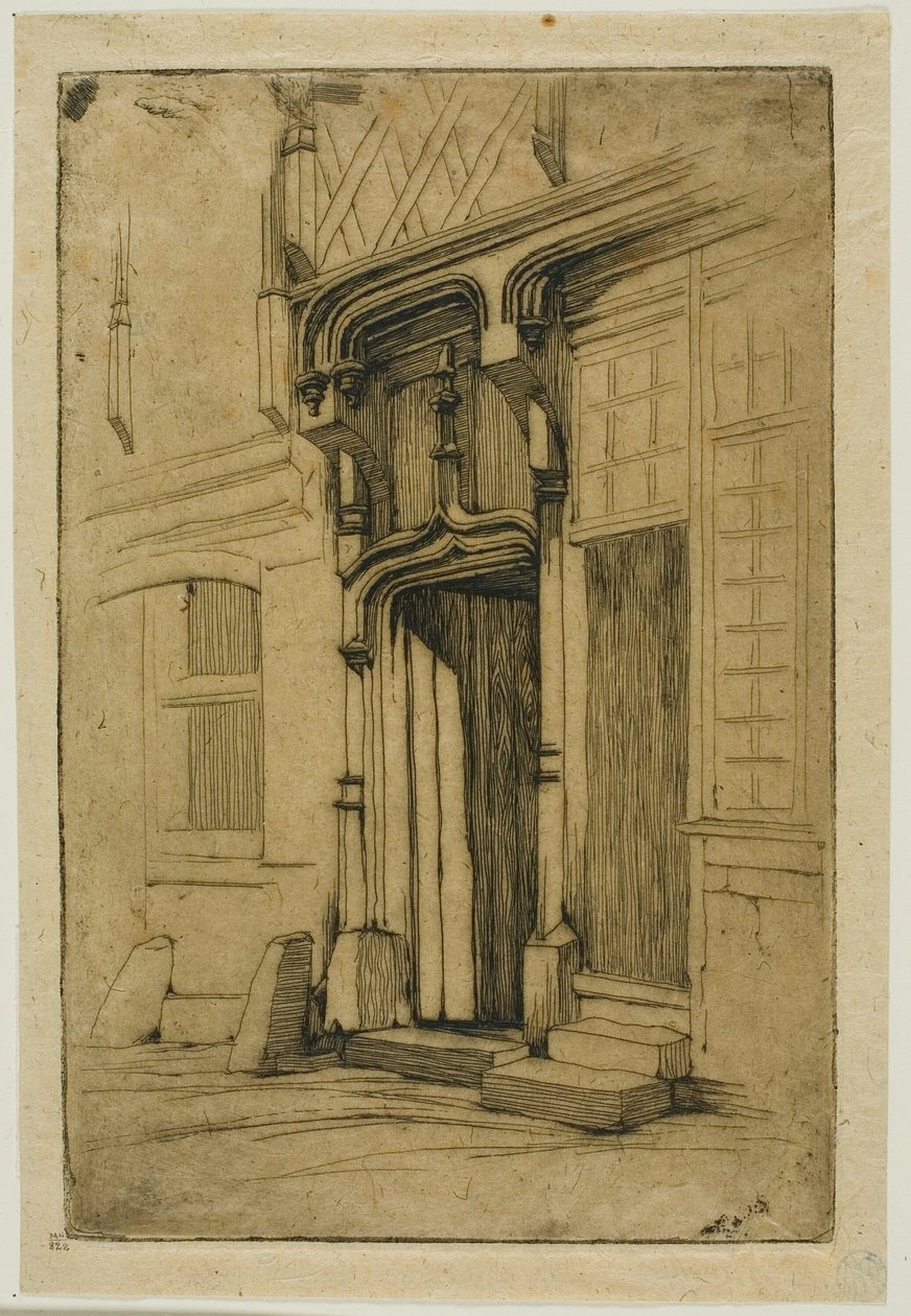 Muinaisen luostarin ovi, rue Mirabeau, Bourges tekijältä Charles Meryon