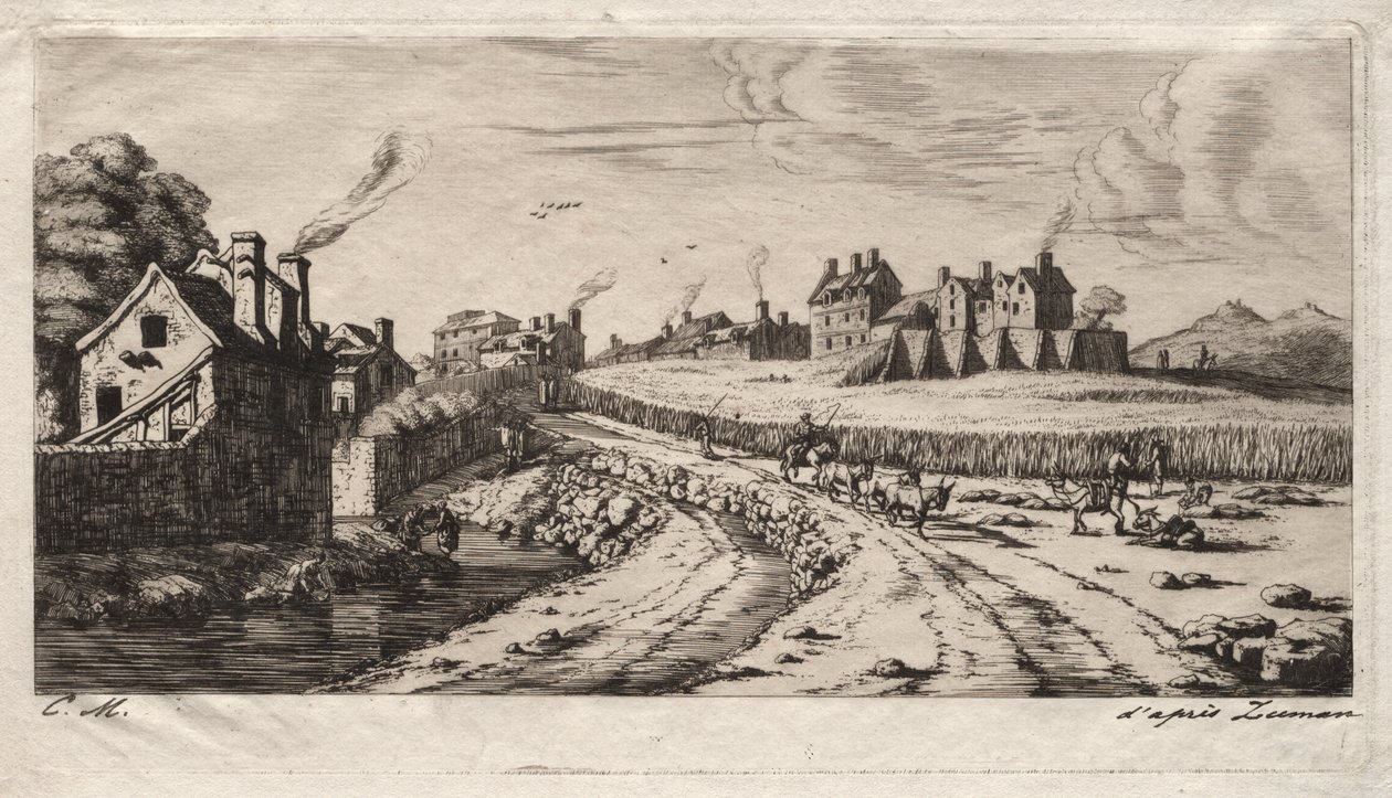 Sisäänkäynti Faubourgiin, Saint-Marceau, Pariisi tekijältä Charles Meryon