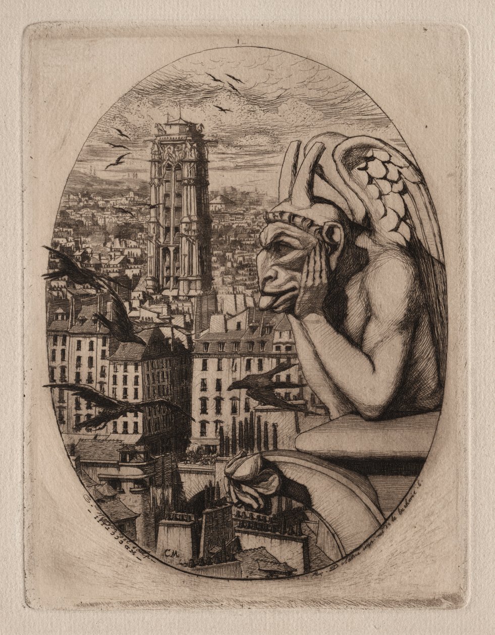 Pariisin etsaukset: Gargoyle tekijältä Charles Meryon