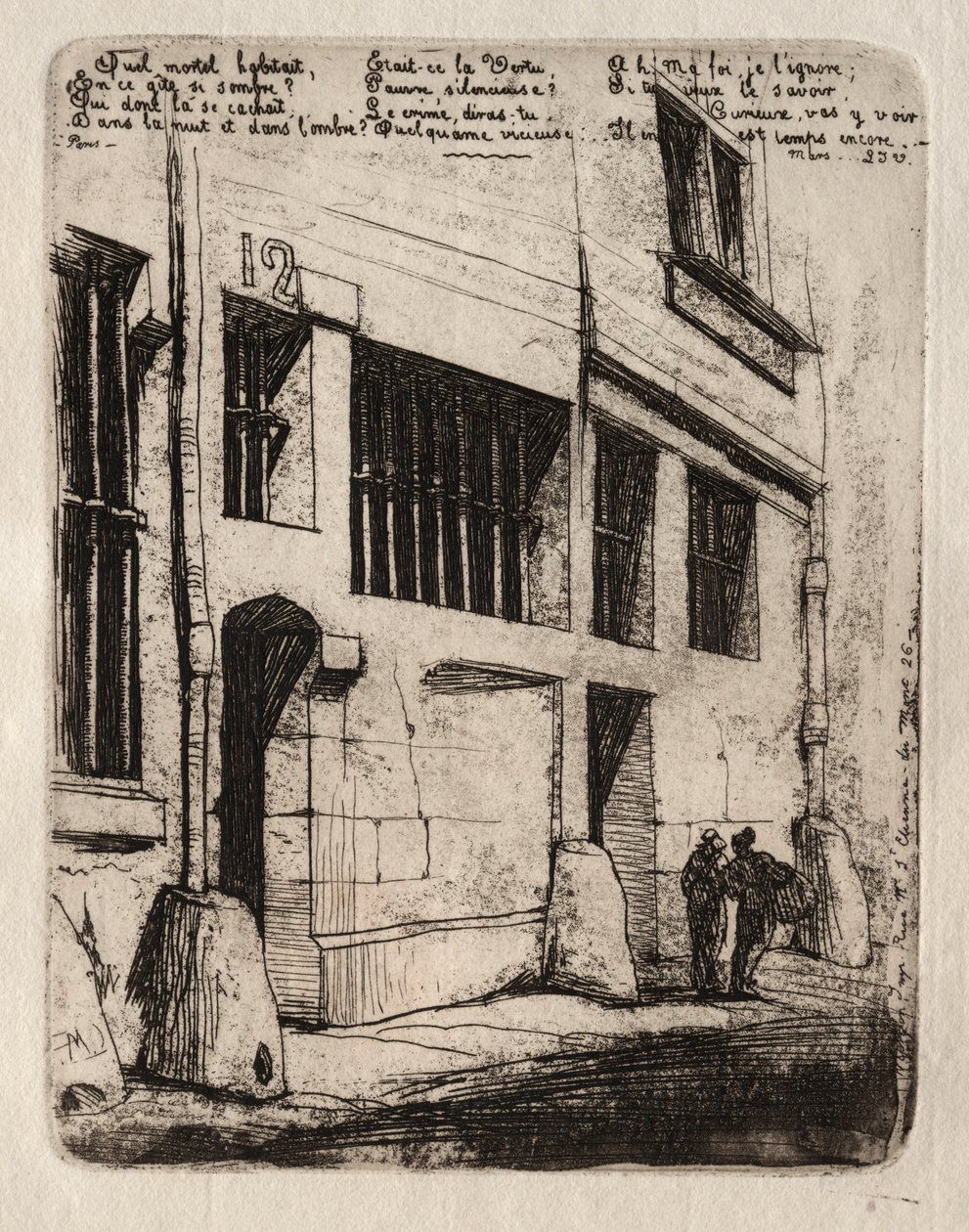 Pariisin etsaukset: Pahojen poikien katu, 1854. tekijältä Charles Meryon
