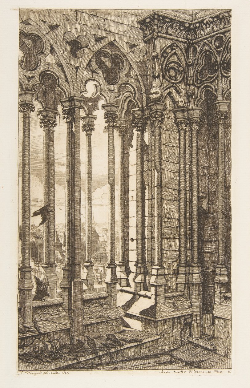 Galleria, Notre-Damen katedraali, Pariisi tekijältä Charles Meryon