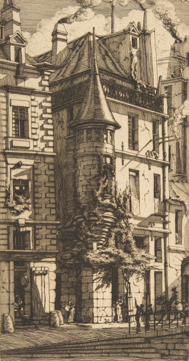 Talo tornilla, rue de la Tixéranderie, Pariisi, 1852. tekijältä Charles Meryon