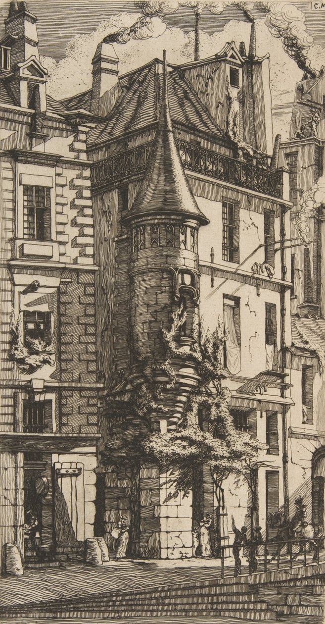 Talo tornilla, rue de la Tixéranderie, Pariisi, 1852. tekijältä Charles Meryon