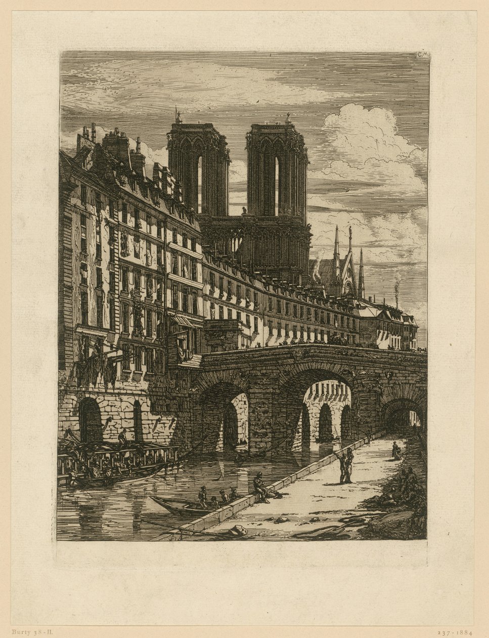 Tulostus Rue neuve, St Etienne-du-Mont tekijältä Charles Meryon