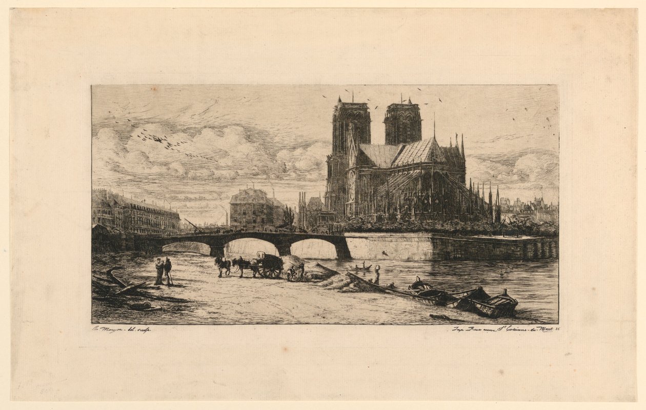 Notre Damen apse de Paris (The Apse of Notre Dame, Pariisi) tekijältä Charles Meryon