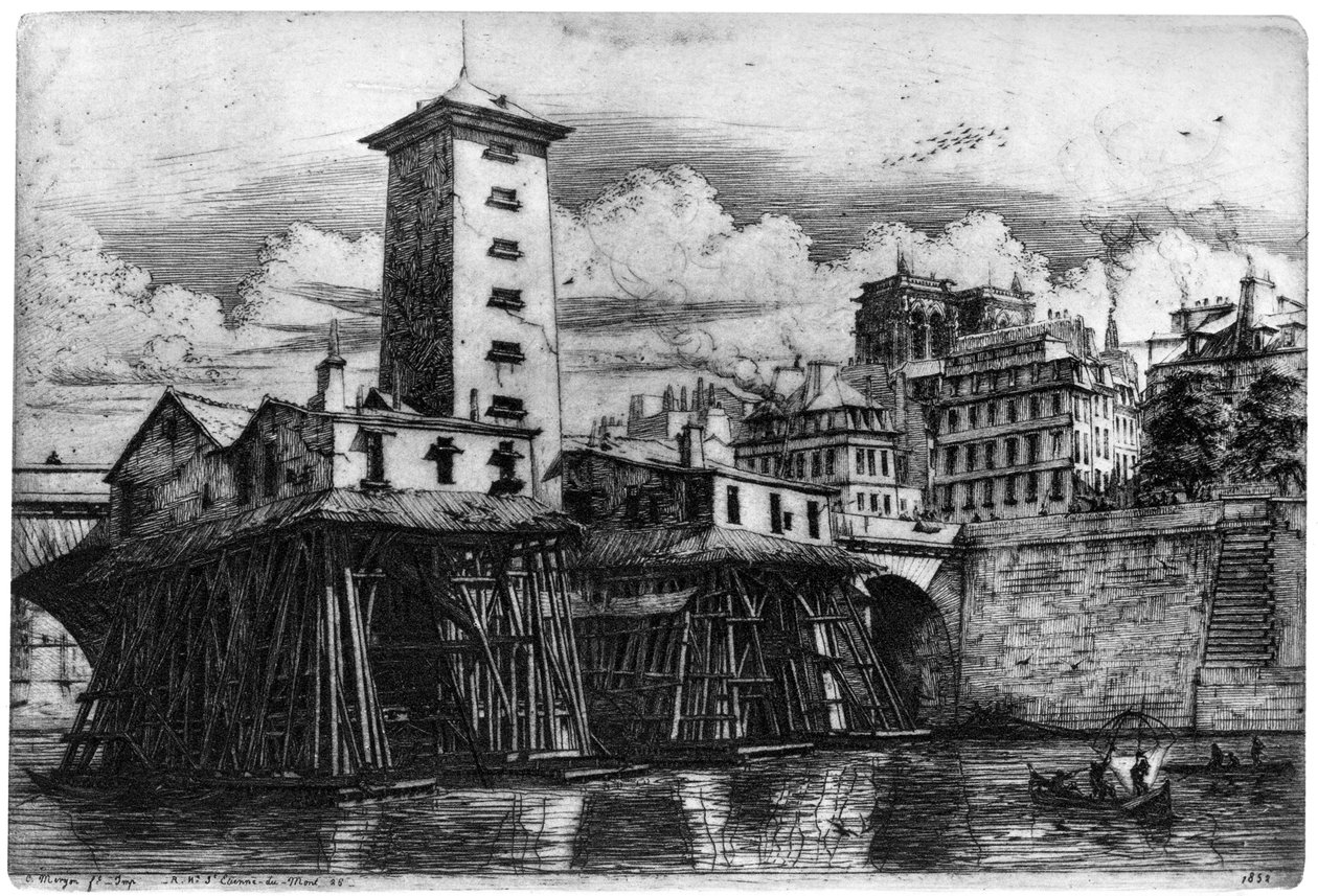Notre-Dame-pumppu, c1841-1868 1924 tekijältä Charles Meryon