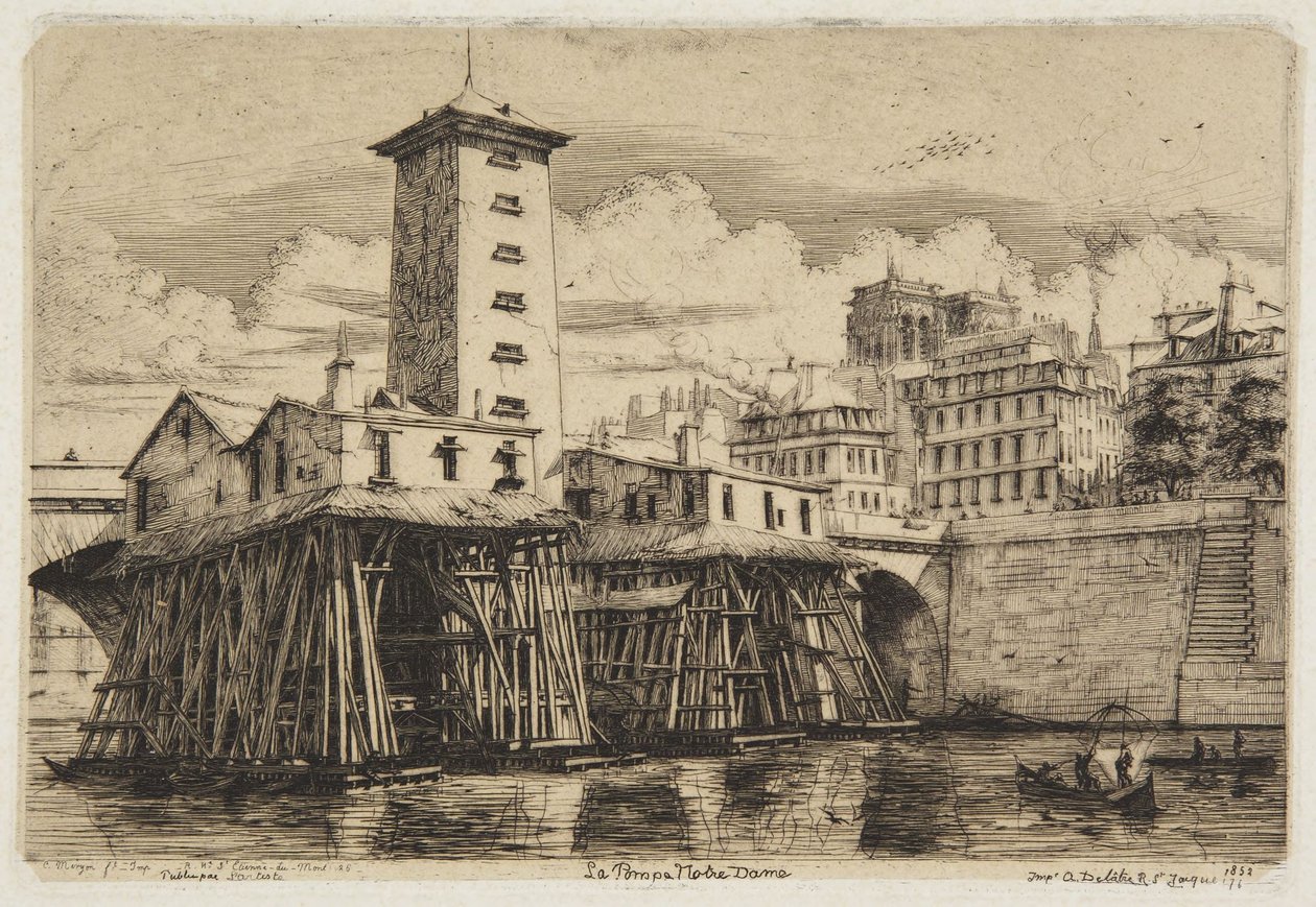 Notre-Damen pumppu - 1852 tekijältä Charles Meryon
