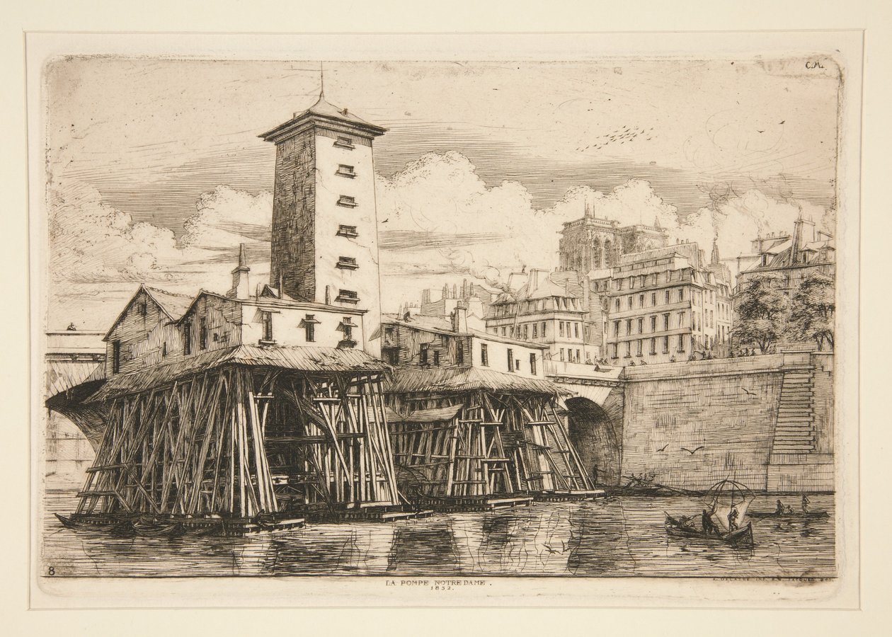 Notre-Damen pumppu, 1852 tekijältä Charles Meryon